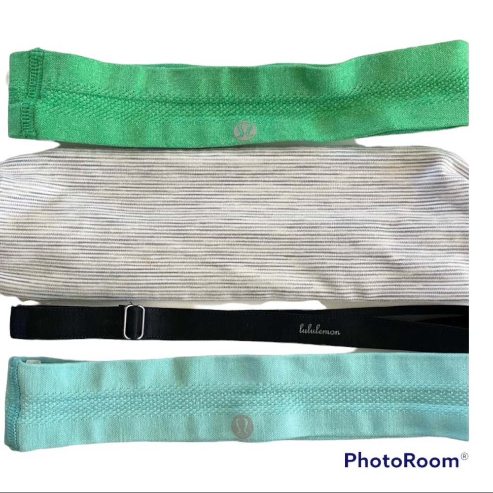 Lululemon Headband Bundle Lot Black Teal Green Set Running Yoga Zumba Dance Hair